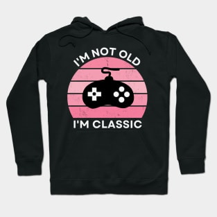 I'm not old, I'm Classic | Game Controller | Retro Hardware | Vintage Sunset | Gamer girl, '80s '90s Video Gaming Hoodie